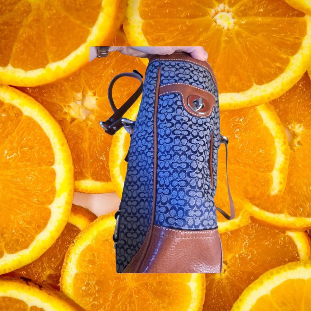 Coach Navy Signature Jacquard British Tan Trim Tote‎ F11527 - Picture 4 of 10